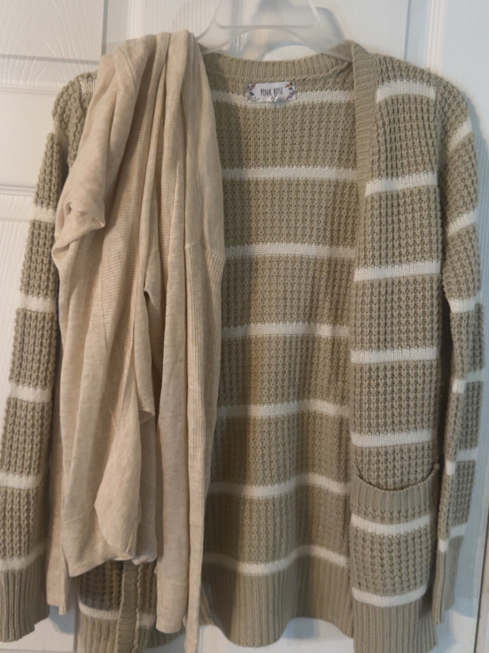 Pink Rose Beige and Cream Knit Cardigan and Mossimo Cream Lightweight Cardigan